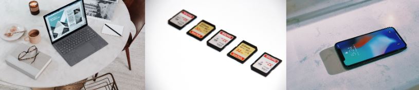 laptop cellphone and sd cards