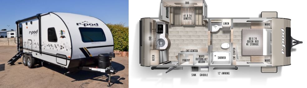 r-pod 202 camper and floor plan