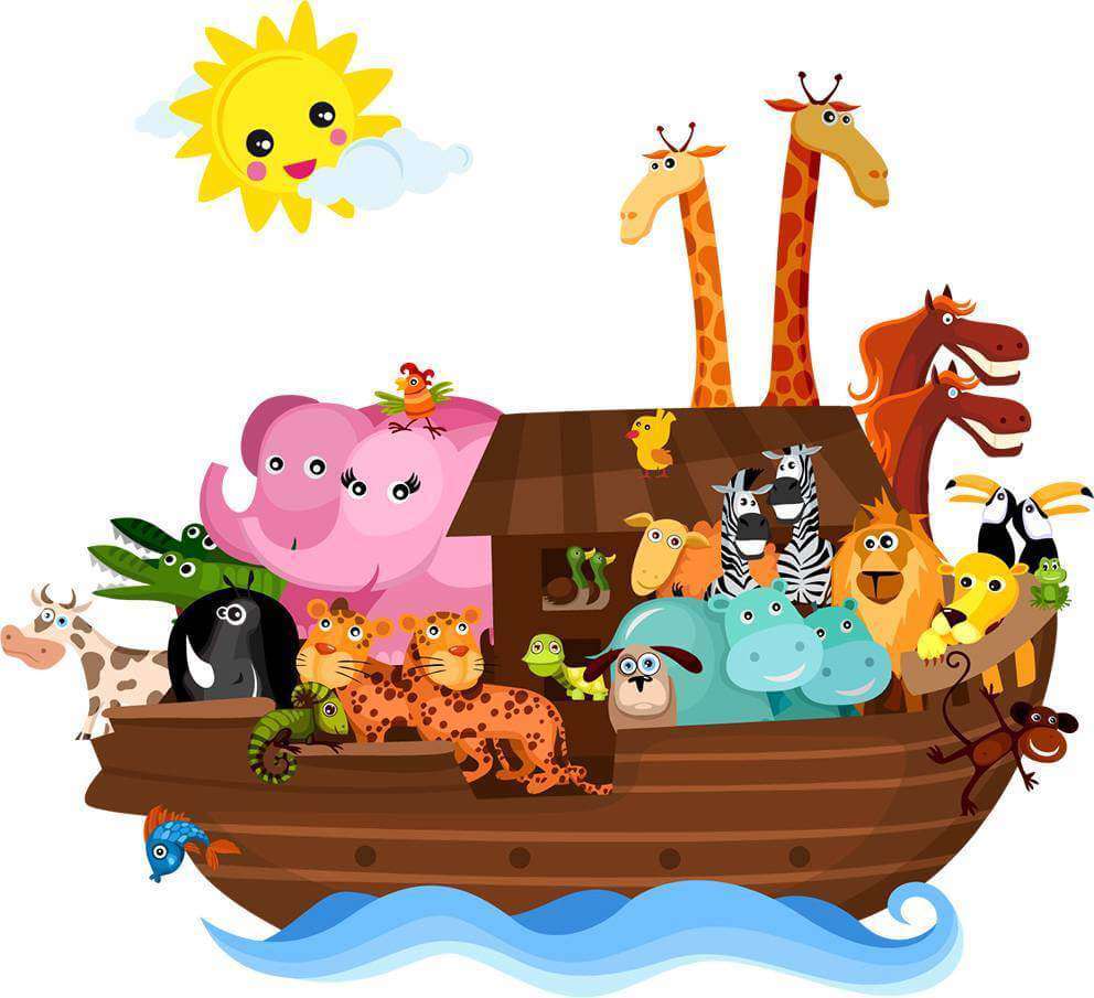noah's ark with many different animals