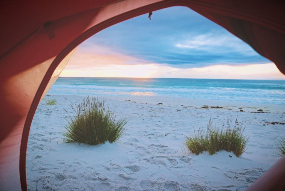 camping tent on a beach