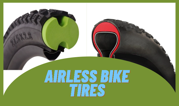 green and red airles bike tires