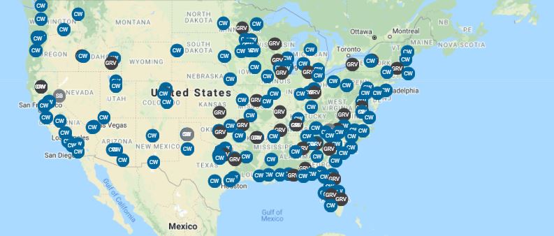 camping world locations map