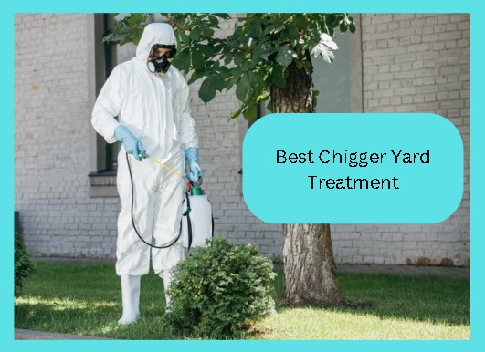 man in white suit spraying chiggers