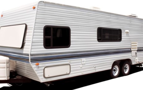 white travel trailer