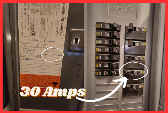 dryer breaker size in a panel