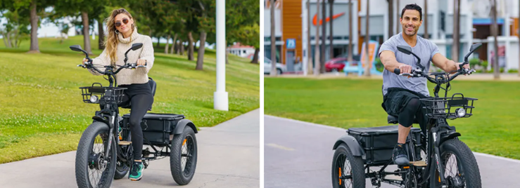 girl and guy on electric trikes