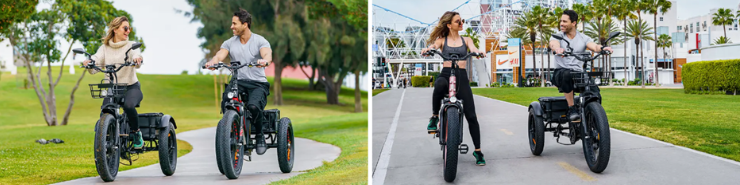 guy and girl on electric trikes