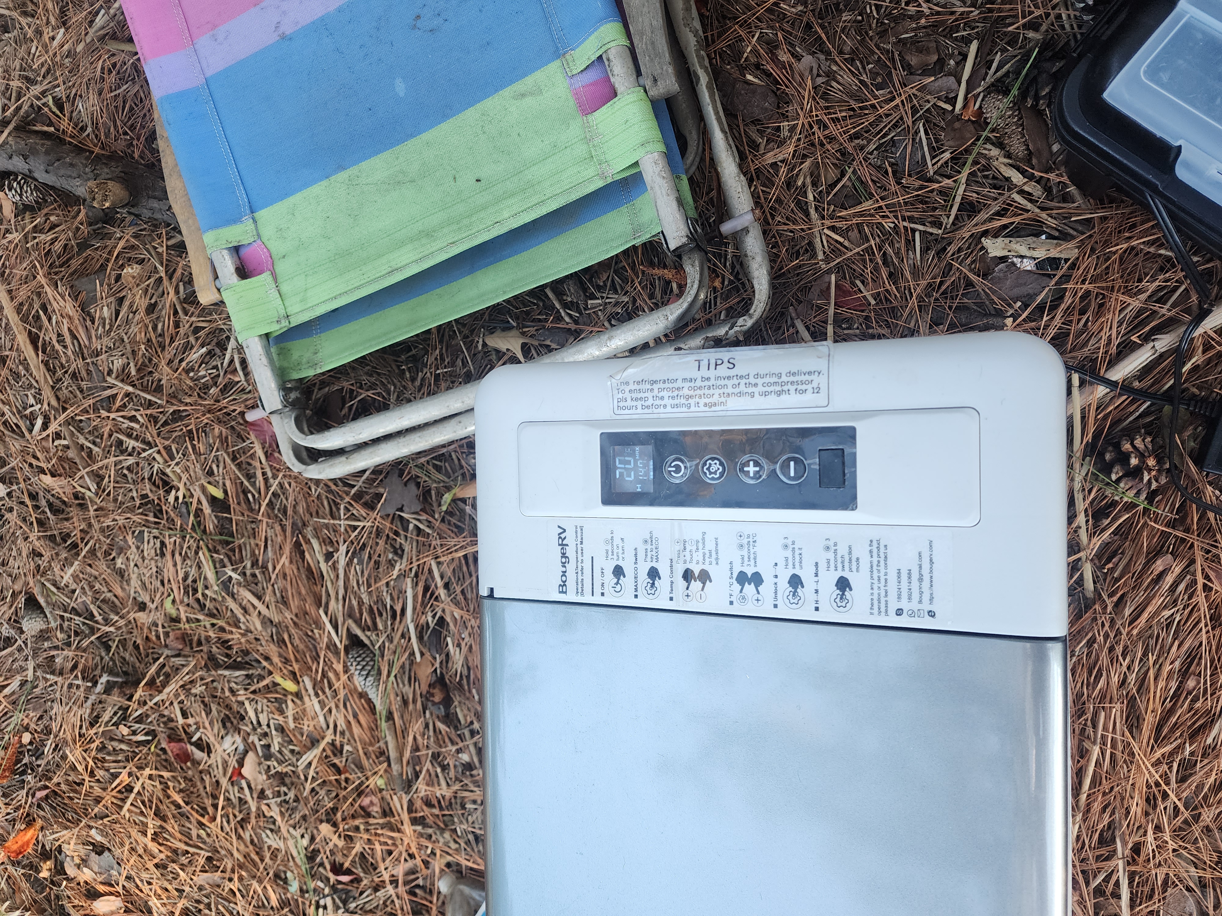 mini fridge in woods