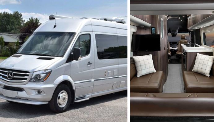 Interior and exterior of the Airstream Interstate Grand Tour Ext