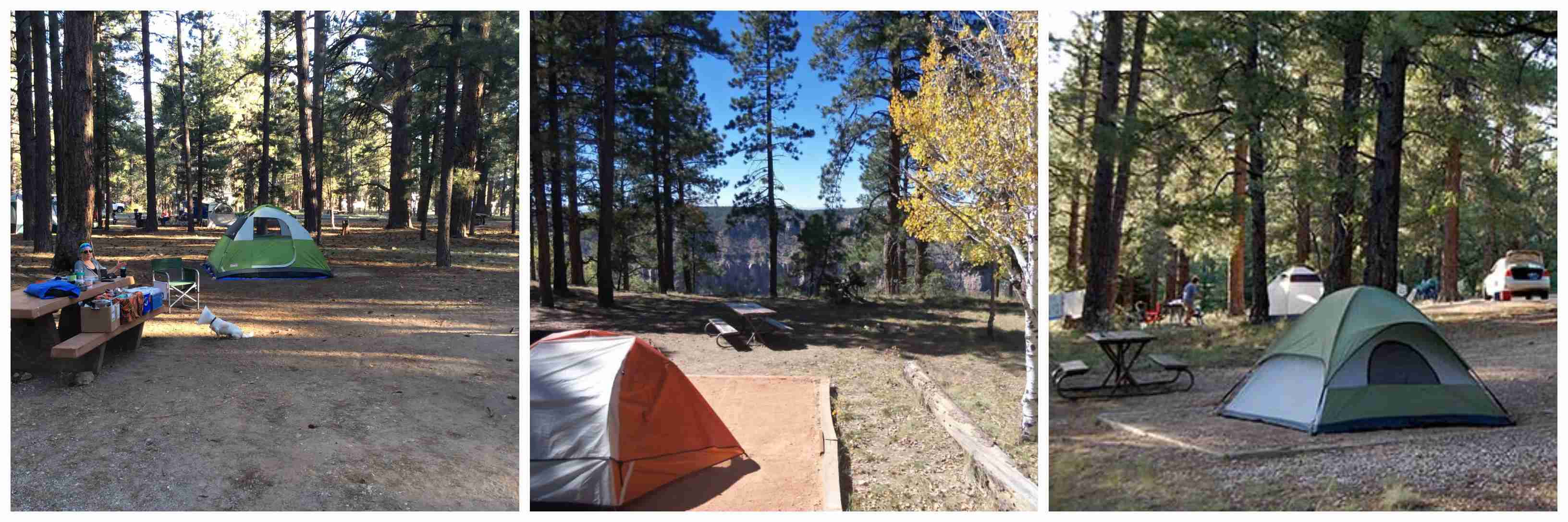 two separate camping sites at the Bright Angel Campground