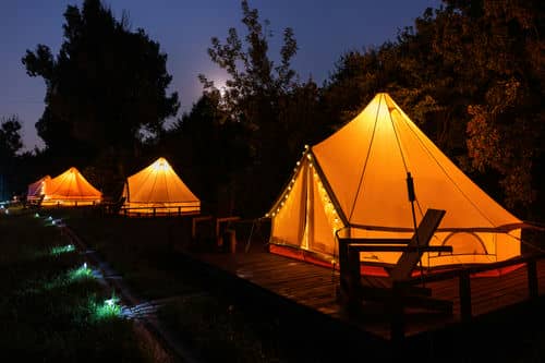 glamping in the night