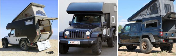 3 jeeps converted to popup campers