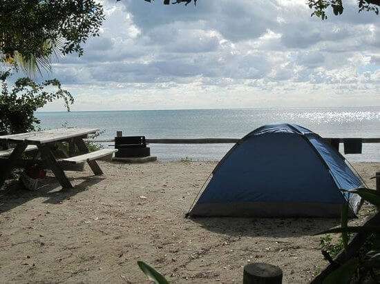 Long key state park campsite by the sea