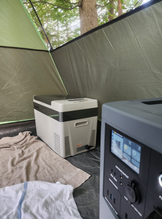 mango power e inside a camping tent