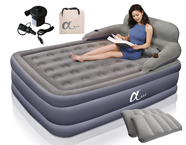 A-ER-FA Queen Size Air Mattress with Headboard