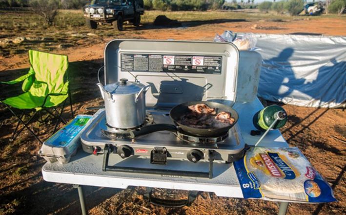 pots on a camping stove