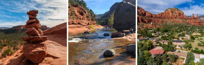 three images of the beautiful landscape of Sedona Arizona