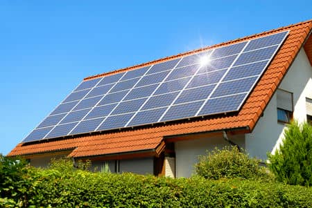 solar panels on red roof