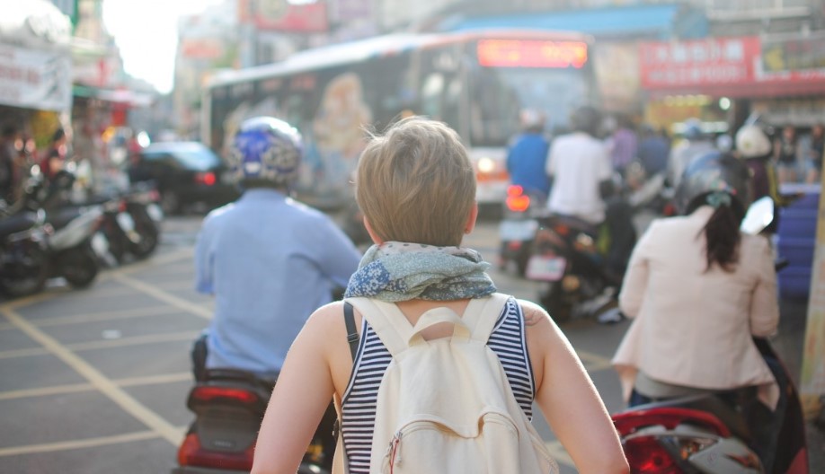 traveling alone with a backpack