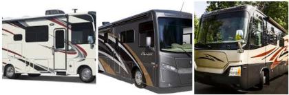 three different class a motorhoomes