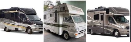 three different Class C motorhoomes